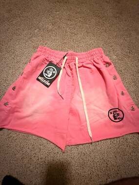 Hellstar Studios Pink Studded Sweat Shorts